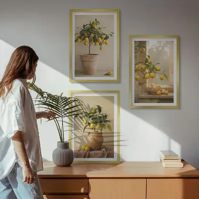 Citronniers en pot lot de 3 tableaux pour salon