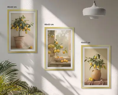 Citronniers en pot lot de 3 tableaux pour salon
