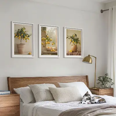 Citronniers en pot lot de 3 tableaux pour salon