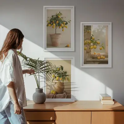 Citronniers en pot lot de 3 tableaux pour salon