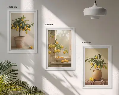 Citronniers en pot lot de 3 tableaux pour salon