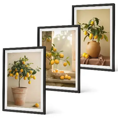 Citronniers en pot lot de 3 tableaux pour salon