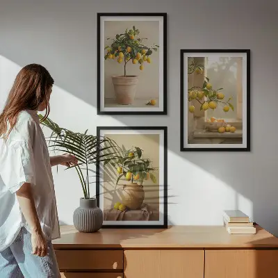 Citronniers en pot lot de 3 tableaux pour salon