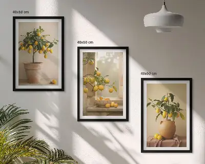 Citronniers en pot lot de 3 tableaux pour salon