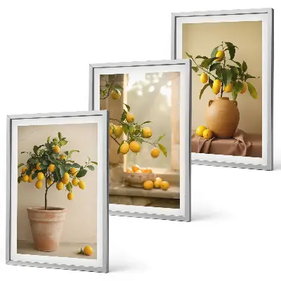 Citronniers en pot lot de 3 tableaux pour salon