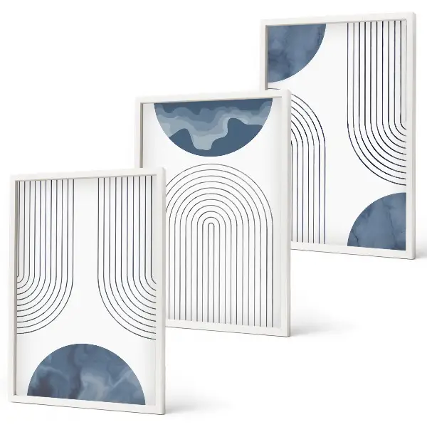 Cadre photo mural avec motifs abstraits bleus