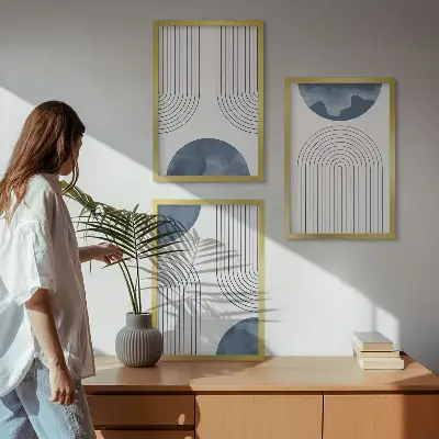Cadre photo mural avec motifs abstraits bleus