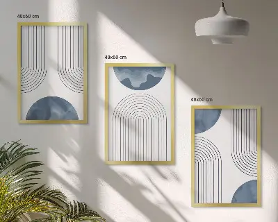 Cadre photo mural avec motifs abstraits bleus
