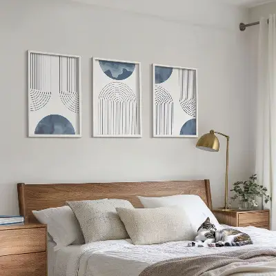 Cadre photo mural avec motifs abstraits bleus