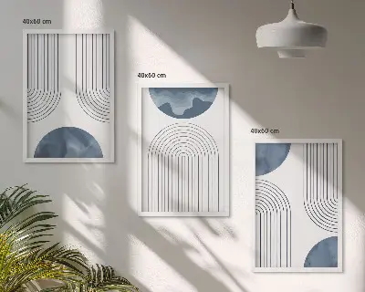 Cadre photo mural avec motifs abstraits bleus