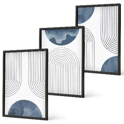 Cadre photo mural avec motifs abstraits bleus