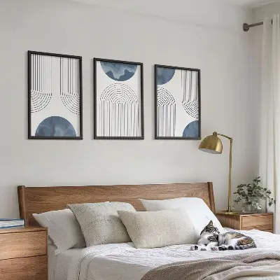 Cadre photo mural avec motifs abstraits bleus