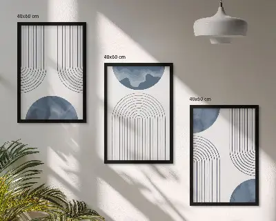 Cadre photo mural avec motifs abstraits bleus