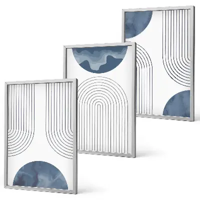 Cadre photo mural avec motifs abstraits bleus