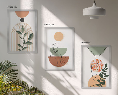 Lot de 3 tableaux pour salon Formes végétales abstraites