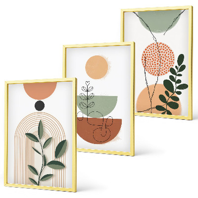 Lot de 3 tableaux pour salon Formes végétales abstraites