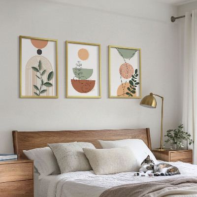 Lot de 3 tableaux pour salon Formes végétales abstraites