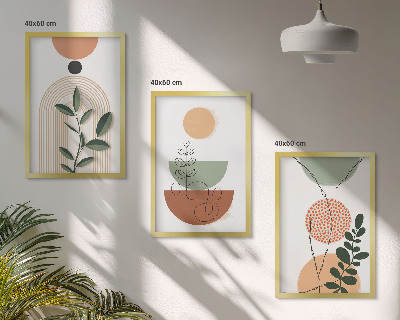 Lot de 3 tableaux pour salon Formes végétales abstraites