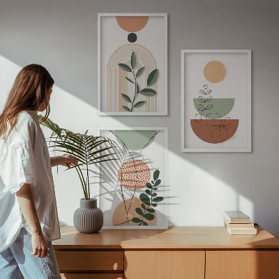 Lot de 3 tableaux pour salon Formes végétales abstraites