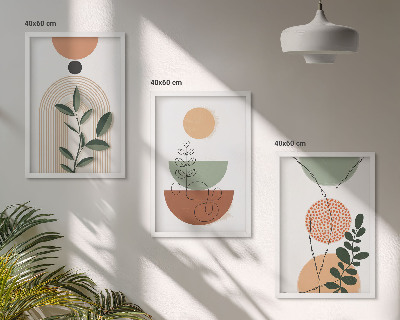 Lot de 3 tableaux pour salon Formes végétales abstraites