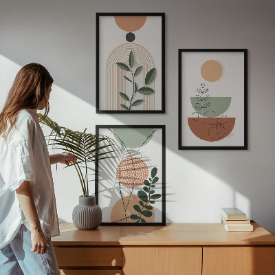 Lot de 3 tableaux pour salon Formes végétales abstraites