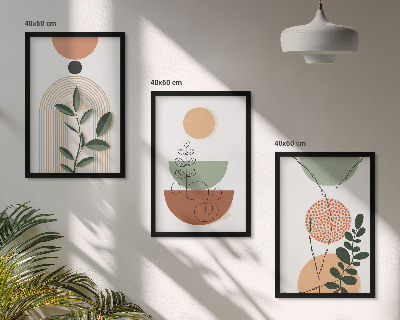 Lot de 3 tableaux pour salon Formes végétales abstraites