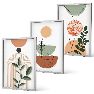 Lot de 3 tableaux pour salon Formes végétales abstraites