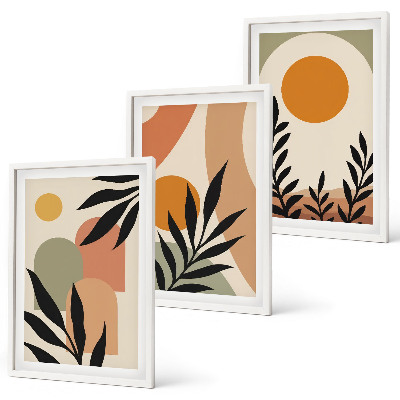 Lot de 3 tableaux pour salon Formes végétales abstraites