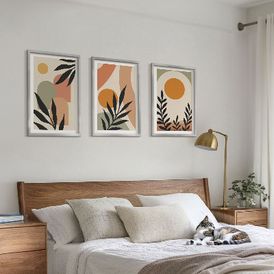 Lot de 3 tableaux pour salon Formes végétales abstraites