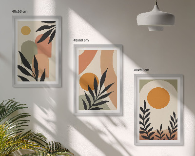 Lot de 3 tableaux pour salon Formes végétales abstraites