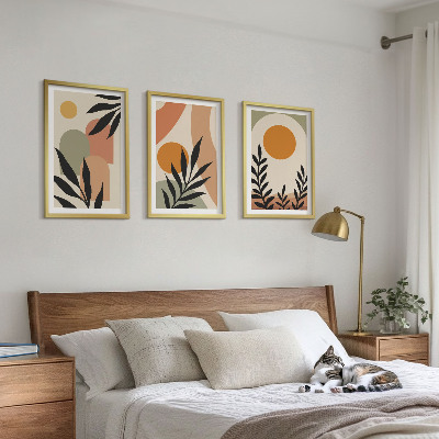 Lot de 3 tableaux pour salon Formes végétales abstraites