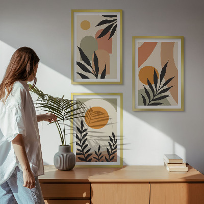 Lot de 3 tableaux pour salon Formes végétales abstraites
