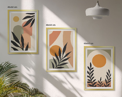 Lot de 3 tableaux pour salon Formes végétales abstraites