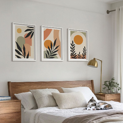 Lot de 3 tableaux pour salon Formes végétales abstraites