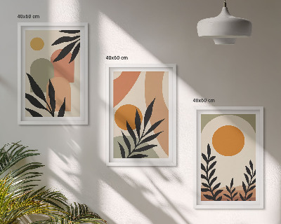 Lot de 3 tableaux pour salon Formes végétales abstraites