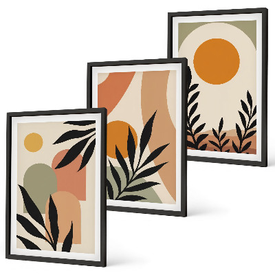 Lot de 3 tableaux pour salon Formes végétales abstraites