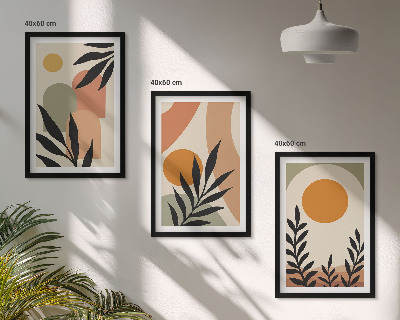 Lot de 3 tableaux pour salon Formes végétales abstraites