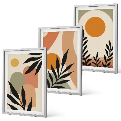 Lot de 3 tableaux pour salon Formes végétales abstraites