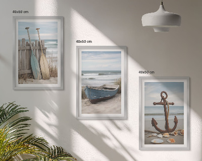 Cadre photo mural Plage, ancre de bateau, sable