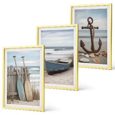 Cadre photo mural avec motif de plage, ancre de bateau et sable