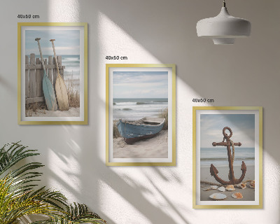 Cadre photo mural Plage, ancre de bateau, sable