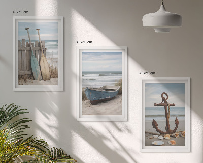 Cadre photo mural Plage, ancre de bateau, sable
