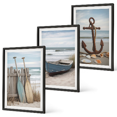 Cadre photo mural Plage, ancre de bateau, sable