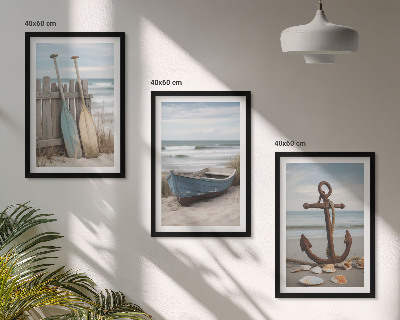 Cadre photo mural Plage, ancre de bateau, sable