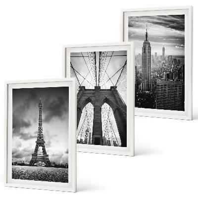 Lot de 3 tableaux pour salon Tours de pont monochromes