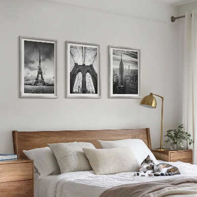 Lot de 3 tableaux pour salon Tours de pont monochromes