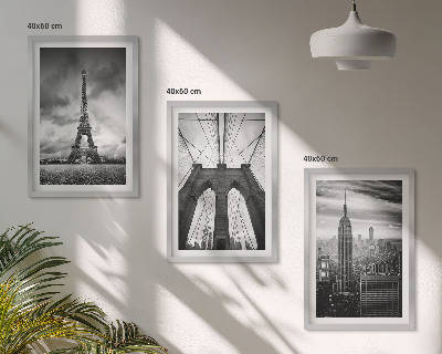 Lot de 3 tableaux pour salon Tours de pont monochromes