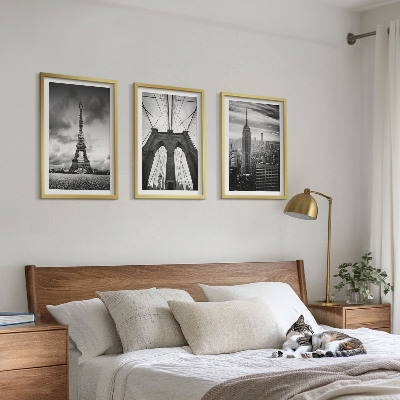 Lot de 3 tableaux pour salon Tours de pont monochromes