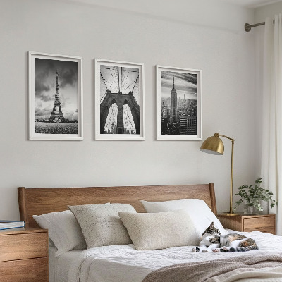 Lot de 3 tableaux pour salon Tours de pont monochromes