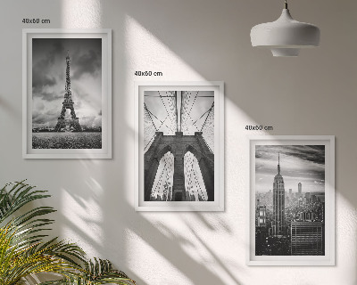 Lot de 3 tableaux pour salon Tours de pont monochromes